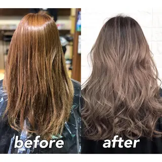 セミロング カラー 髪質改善特化KIZU /ブリーチ縮毛矯正のヘアスタイル