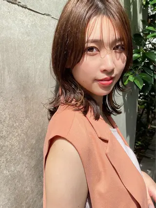 ミディアム ✨色持ちの良い艶 カラー✨蟹江真世のヘアスタイル