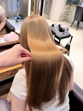 ロング カラー 髪質改善ストレート/ ダブルカラー/くるみのヘアスタイル
