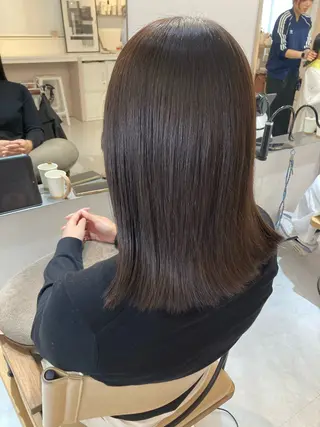 ミディアム ✨色持ちの良い艶 カラー✨蟹江真世のヘアスタイル