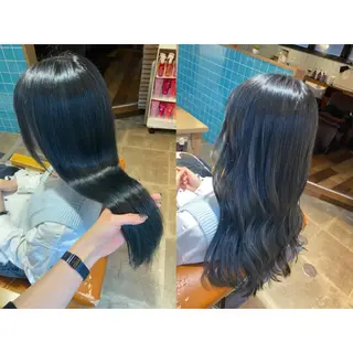 カラー 🩵盛れる顔周り/ 艶カラーemi🩵のヘアスタイル