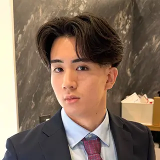 ミディアム パーマ メンズ 💈ニュアンスパーマ センターパート💈のヘアスタイル