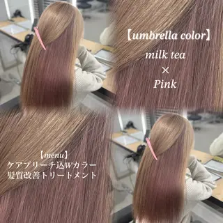 ロング カラー NAMI🤎ブラウン &ミルクティー🤍のヘアスタイル