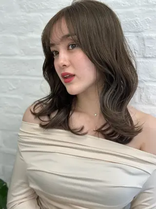 ミディアム カラー 前髪顔まわりカット 🌈中村海聖のヘアスタイル
