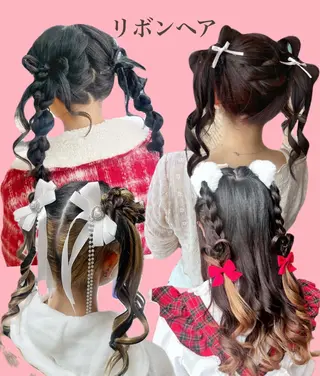 ロング ヘアアレンジ ピンク系カラー💗 ヘアセット特化のヘアスタイル