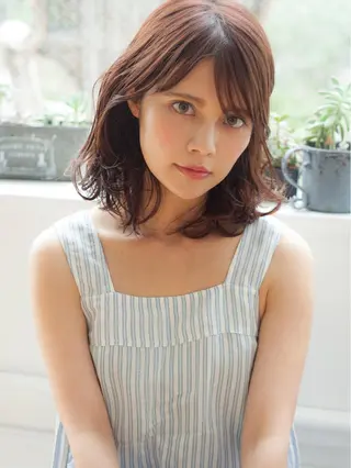 ミディアム カラー パーマ ヘアアレンジ 髪質改善/韓国風 レイヤー/田村祐樹のヘアスタイル