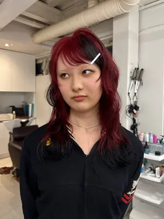 ロング カラー ヘアアレンジ 🦠デザインカラー/ 魚瀬あおい🦠のヘアスタイル