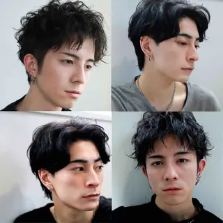 ミディアム パーマ メンズ 束感×モテ髪メンズ 特化スタイリスト和馬のヘアスタイル