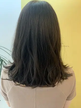 セミロング カラー ハブヘアー ハブヘアーのヘアスタイル