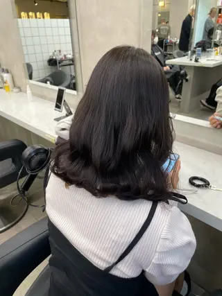 セミロング カラー パーマ ヘアアレンジ メンズ キッズ 韓国系🇰🇷🩶 艶暗髪/MEIのヘアスタイル