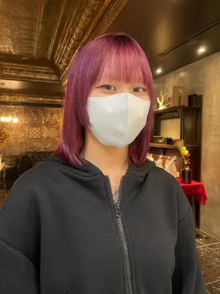 ミディアム カラー パーマ ヘアアレンジ くびれレイヤー/艶 カラー　MADOKAのヘアスタイル