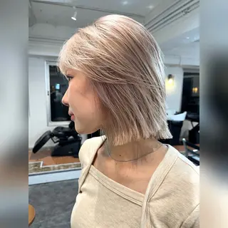 ミディアム カラー ムード造るハイトーン ケアブリーチ/ユウキのヘアスタイル