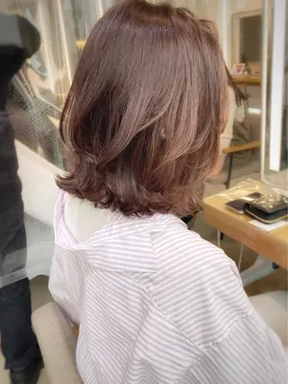 セミロング カラー ヘアアレンジ 🎀暖色カラー🎀 ♡yurika♡のヘアスタイル