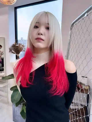ロング カラー ヘアアレンジ TAKUMAブリーチ /デザインカラーのヘアスタイル