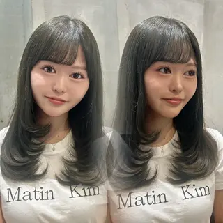 ミディアム カラー ブリーチなし透明感 カラー🤍ྀིきららのヘアスタイル