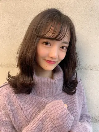 ミディアム カラー 透明感カラー✂︎ /縮毛矯正/YUKAのヘアスタイル