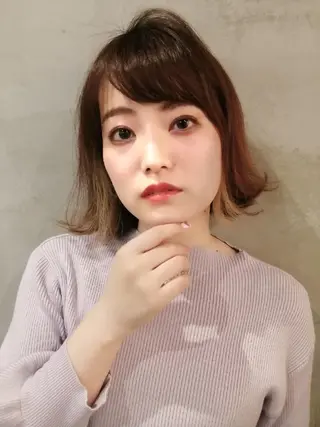 ミディアム カラー 傷ませないブリーチ 美容師🎉内山のヘアスタイル