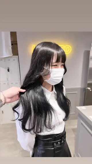 ロング カラー パーマ ヘアアレンジ メンズ キッズ 上品＆韓国風 🥀海心🥀のヘアスタイル