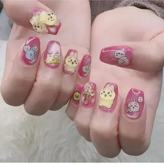 ネイル 渋谷／チップ長さ出し 👑アプレgel-xのネイルデザイン