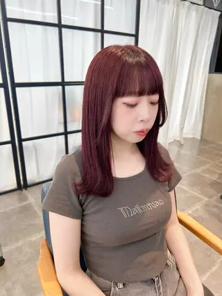 セミロング カラー newi梅田🫧韓国 ヘア🫧sakiのヘアスタイル