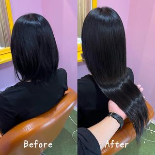 ロング シール+ちび編み込み エクステ/梅田のヘアスタイル