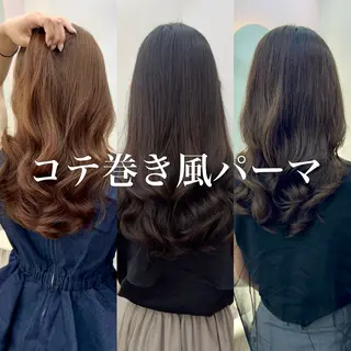 セミロング パーマ ✨コテ巻き風パーマ ✨川合佑哉のヘアスタイル