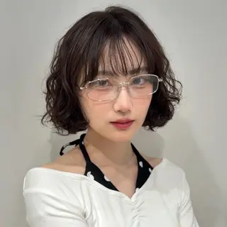 ミディアム パーマ 横浜パーマ🌐ボブ✨ 暖色カラーもえかのヘアスタイル