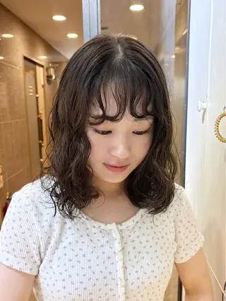 ミディアム パーマ RINO/似合わせ /女性専用𖧷のヘアスタイル
