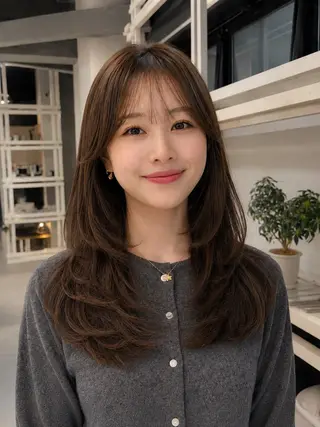 ロング 恵比寿結べるレイヤー 地毛風カラー大場のヘアスタイル
