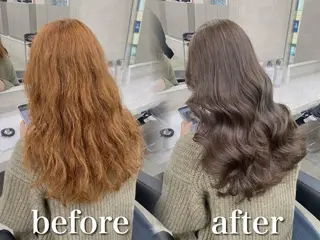 ロング カラー ブリーチ縮毛矯正飛我 韓国ヘア🫧のヘアスタイル