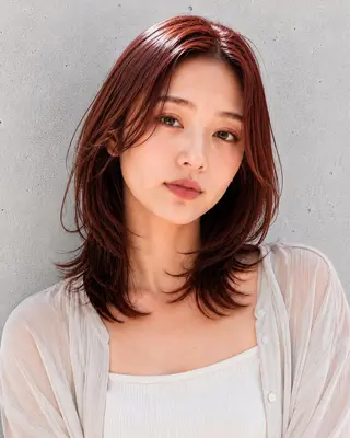 ミディアム 女性カット&カラー モデル⭐️大坂望心のヘアスタイル