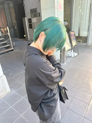 ショート カラー ヘアアレンジ 天神/ブリーチ/ ブリーチなしカラーのヘアスタイル