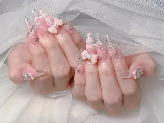 ロング カラー 波 なみのネイルデザイン