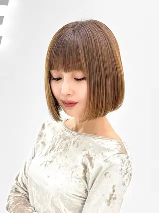 ショート カラー ヘアアレンジ 縮毛矯正🤍 盛れるボブ/ひかりのヘアスタイル