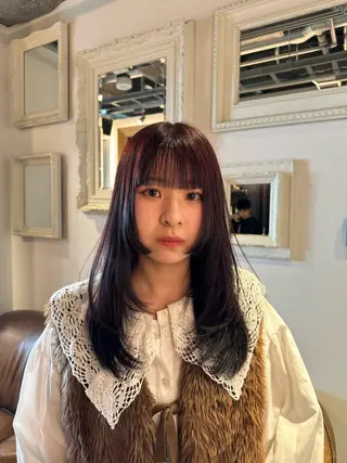 セミロング 暖色カラー Ryokaのヘアスタイル