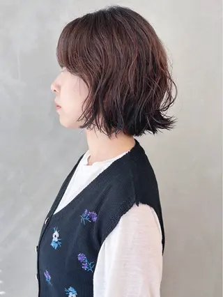 ショート パーマ ボブ/ゆるふわ ボブパーマ/とういのヘアスタイル