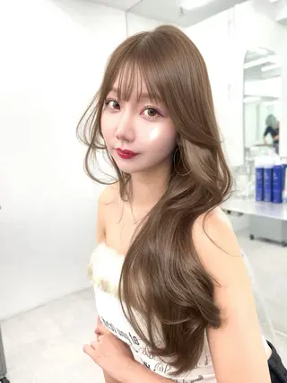 ロング カラー 盛れる顔周り✨韓国式 レイヤーkanatoのヘアスタイル