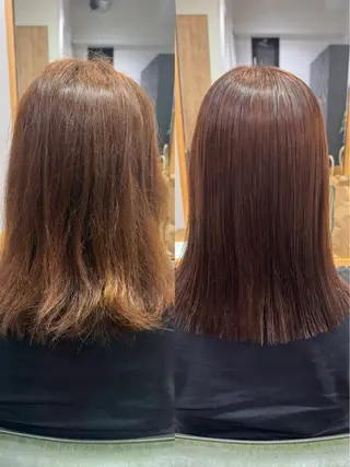 ミディアム カラー パーマ ヘアアレンジ 縮毛矯正/シール エクステ/艶髪ひふみのヘアスタイル