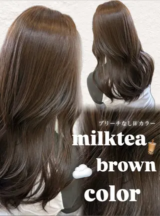 セミロング カラー 🤎韓国ヘア ベージュ まゆか🤎のヘアスタイル
