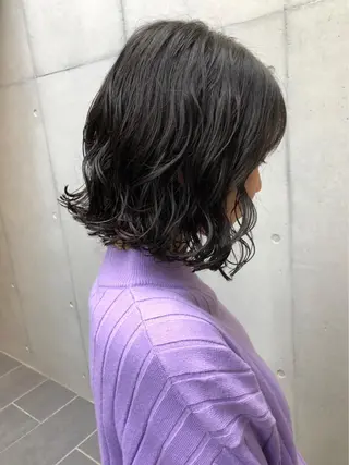 ミディアム パーマ ボブパーマコテ巻き風 パーマNo1深江秀平のヘアスタイル