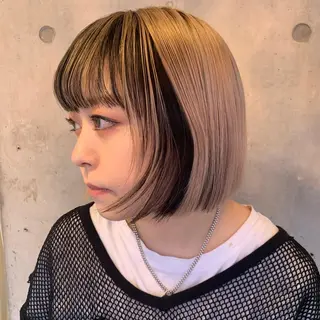 ミディアム カラー ウルフ、レイヤー 、メンズカットSHOのヘアスタイル