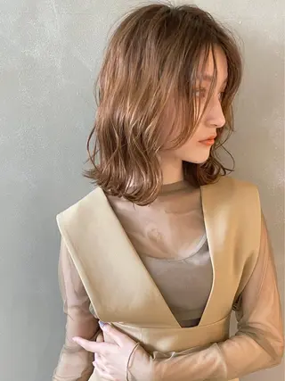 ミディアム 圧倒的な質感🧡 髪質改善/丸山晴菜のヘアスタイル