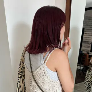 ミディアム カラー 的場 莉音のヘアスタイル