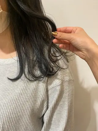 セミロング カラー BLOCK hair makeのヘアスタイル