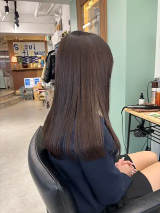 セミロング カラー パーマ 🎀【透明感カラー 縮毛矯正】さえ🎀のヘアスタイル