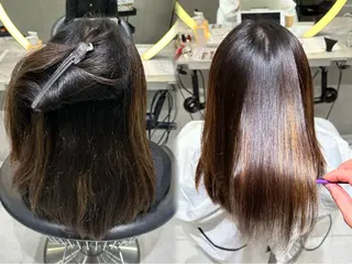 ミディアム 美髪矯正 レイヤーカット/加納のヘアスタイル