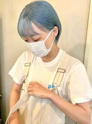 ショート カラー 退色まで透明感ある ダブルカラー/リクのヘアスタイル