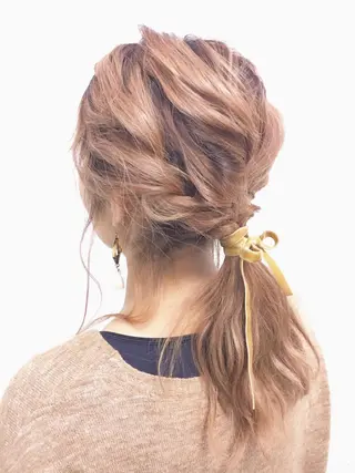 セミロング ヘアアレンジ 髪質改善🩵艶髪 ストレート🩵山口のヘアスタイル
