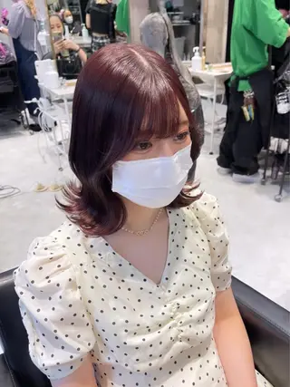 ミディアム カラー パーマ ヘアアレンジ メンズ キッズ ネイル マツエク・マツパ アイブロウ レイヤー/ダブル カラー/YURINAのヘアスタイル