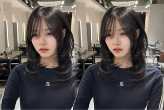 ミディアム カラー 韓国ハイレイヤー ハッシュカット特化のヘアスタイル